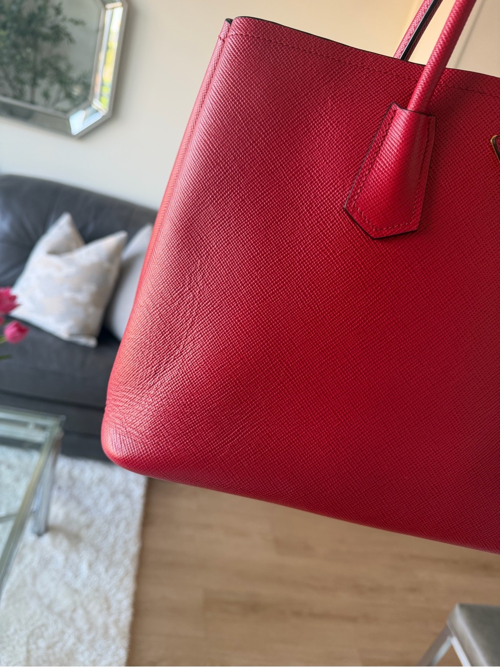 Prada Red Saffiano Double Tote Large - Picture 13 of 13